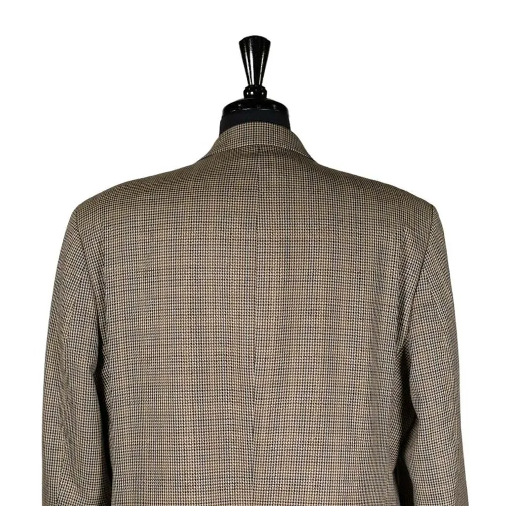 Ralph Lauren Mens Blazer Beige Check Wool 2 Button Suit Jacket Sport Coat 44L